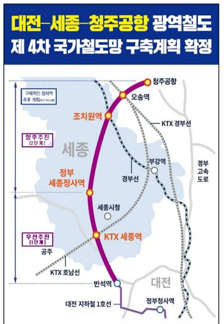 국민의힘 세종시당,대전-세종-청주공항 광역철도 계획 환영